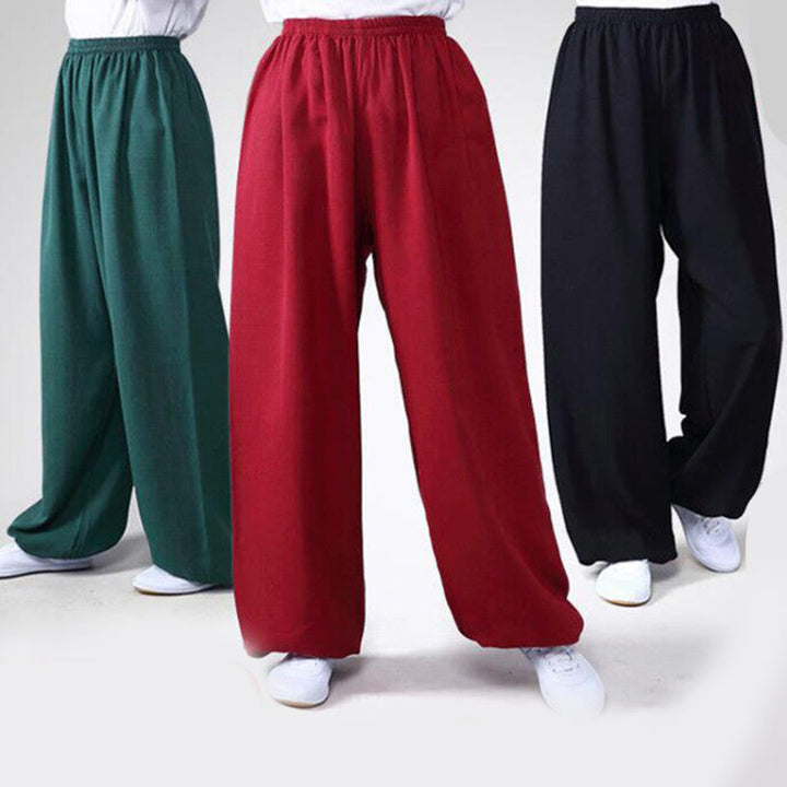 Pantaloni unisex in cotone e lino con elastico in vita, Buddha Stones , per la pratica del Tai Chi Qigong - image 1