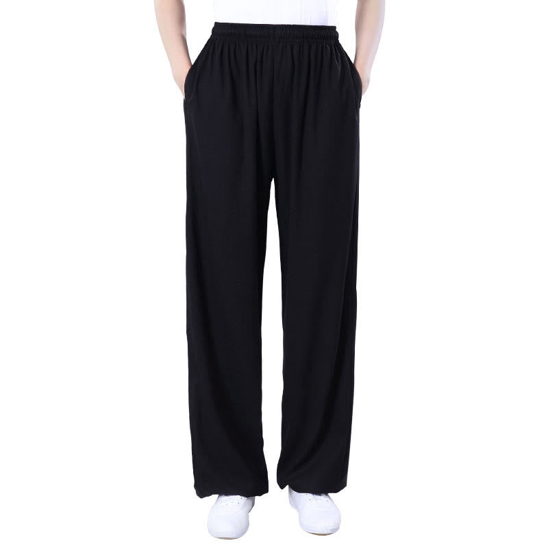 Pantaloni da allenamento in Buddha Stones e lino traspirante con tasche, unisex, estivi, elastici in vita, per Tai Chi e Qigong - image 13