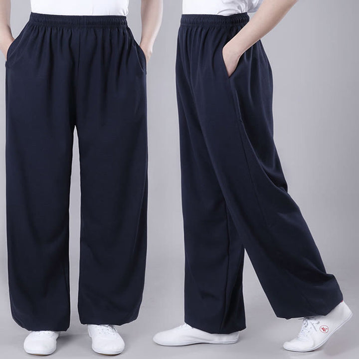 Pantaloni da allenamento in Buddha Stones e lino traspirante con tasche, unisex, estivi, elastici in vita, per Tai Chi e Qigong - image 25