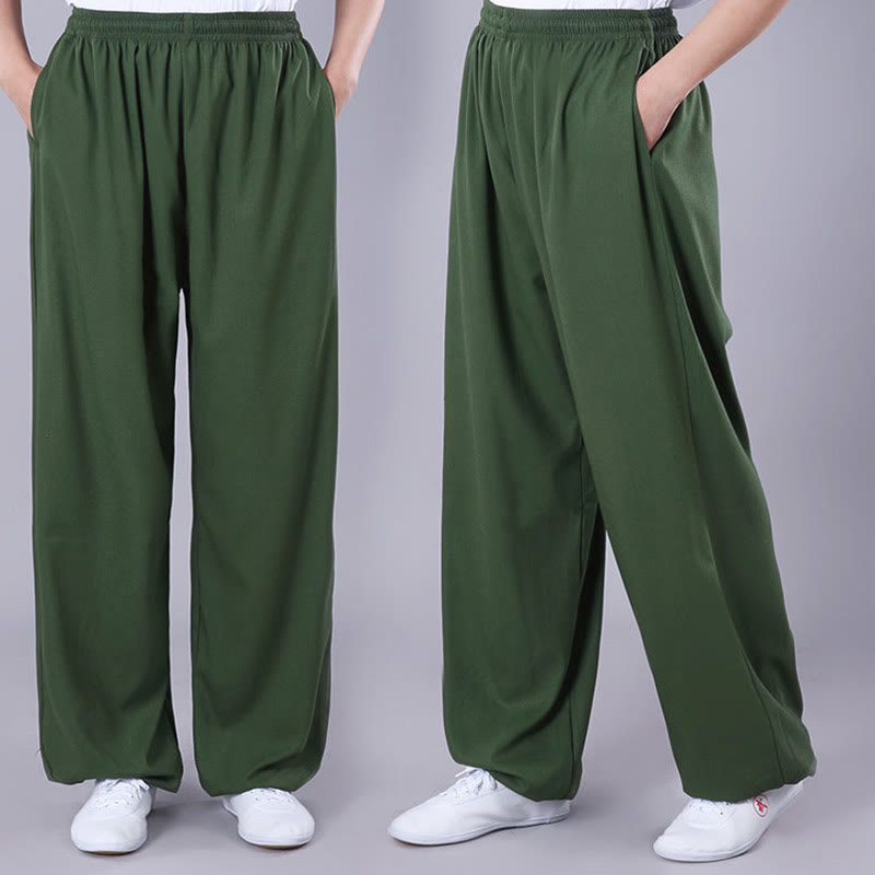 Pantaloni da allenamento in Buddha Stones e lino traspirante con tasche, unisex, estivi, elastici in vita, per Tai Chi e Qigong - image 20