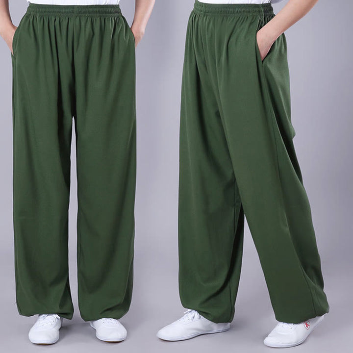 Pantaloni da allenamento in Buddha Stones e lino traspirante con tasche, unisex, estivi, elastici in vita, per Tai Chi e Qigong - image 20