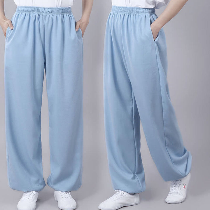 Pantaloni da allenamento in Buddha Stones e lino traspirante con tasche, unisex, estivi, elastici in vita, per Tai Chi e Qigong - image 23