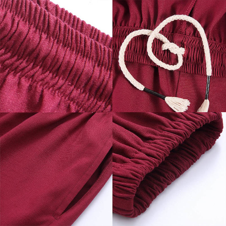 Pantaloni da allenamento in Buddha Stones e lino traspirante con tasche, unisex, estivi, elastici in vita, per Tai Chi e Qigong - image 17