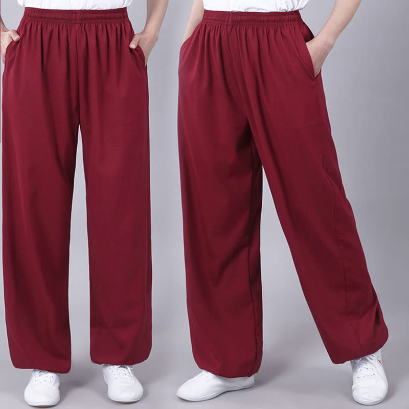 Pantaloni da allenamento in Buddha Stones e lino traspirante con tasche, unisex, estivi, elastici in vita, per Tai Chi e Qigong - image 17