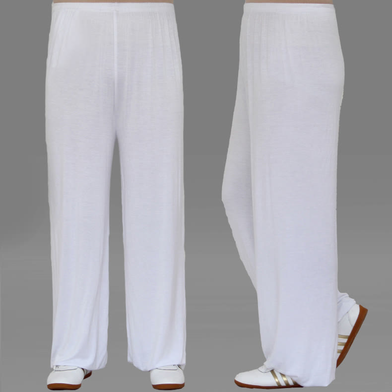 Pantaloni unisex in modal con elastico in vita, estivi, per la pratica del Tai Chi Qigong , Buddha Stones - Bianco - 3XL- ADATTO PER USA/ UK/AU/ EU- 2XL - image 10