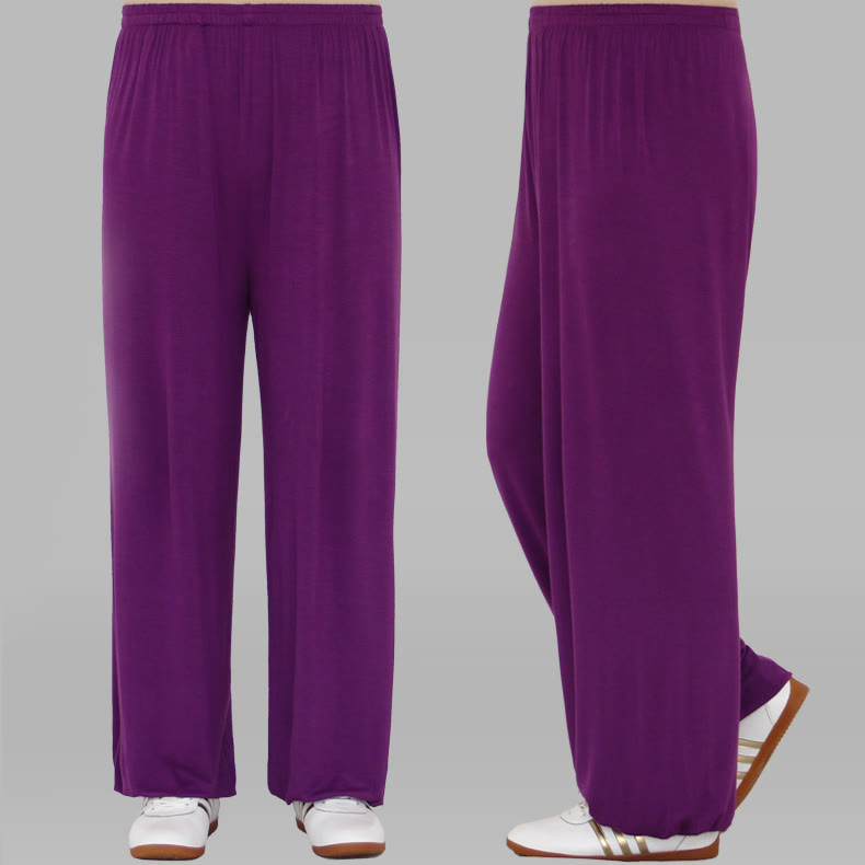 Pantaloni unisex in modal con elastico in vita, estivi, per la pratica del Tai Chi Qigong , Buddha Stones - Viola - 3XL- ADATTO PER USA/ UK/AU/ EU- 2XL - image 7