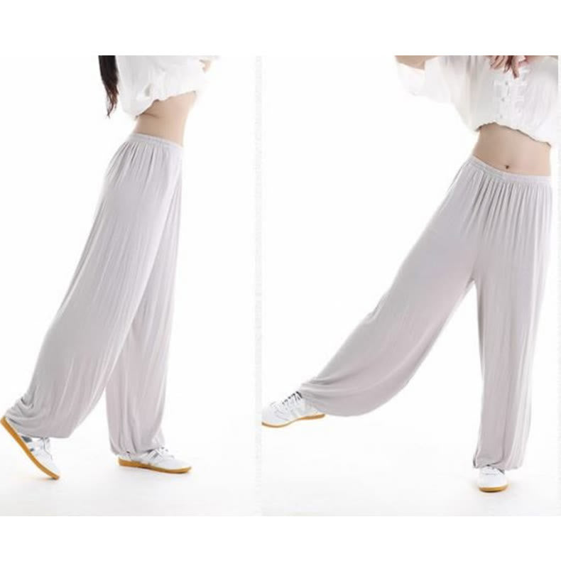 Pantaloni unisex in modal con elastico in vita, estivi, per la pratica del Tai Chi Qigong , Buddha Stones