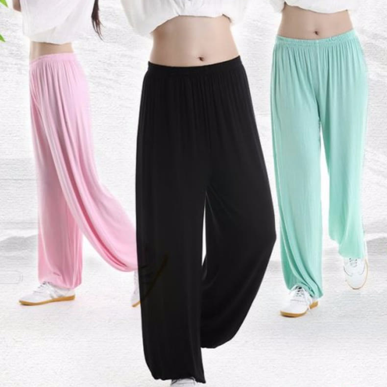 Pantaloni unisex in modal con elastico in vita, estivi, per la pratica del Tai Chi Qigong , Buddha Stones