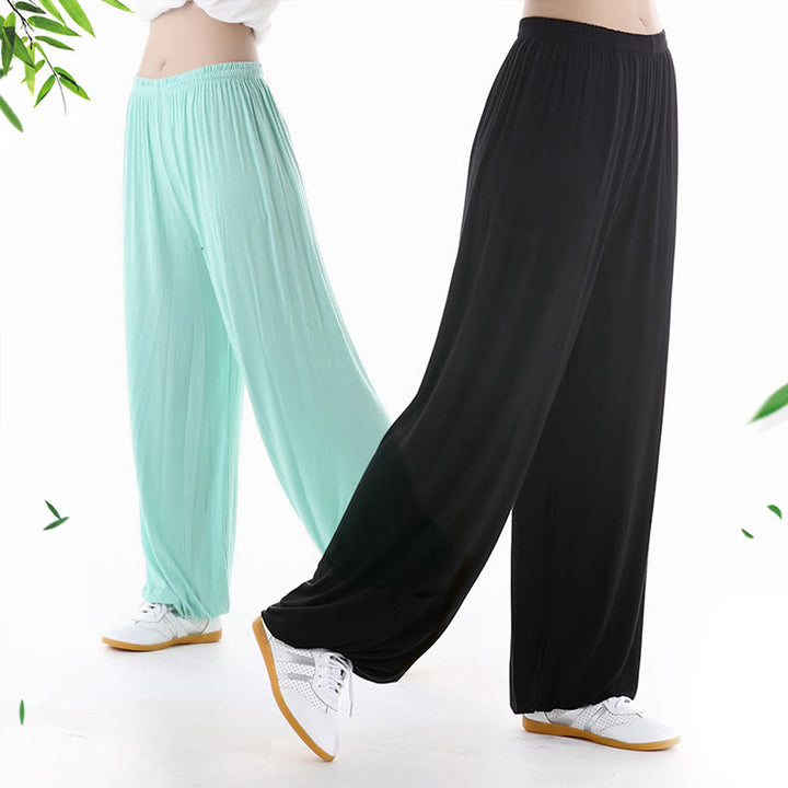 Pantaloni unisex in modal con elastico in vita, estivi, per la pratica del Tai Chi Qigong , Buddha Stones