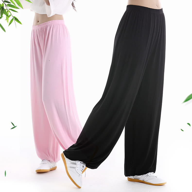 Pantaloni unisex in modal con elastico in vita, estivi, per la pratica del Tai Chi Qigong , Buddha Stones