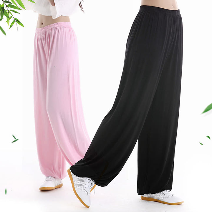 Pantaloni unisex in modal con elastico in vita, estivi, per la pratica del Tai Chi Qigong , Buddha Stones