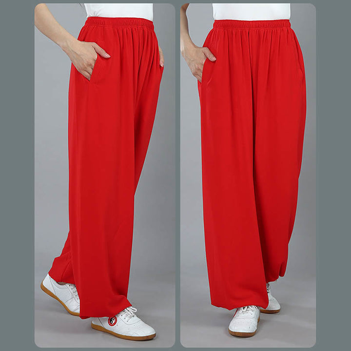 Buddha Stones da allenamento in cotone traspirante con tasche, unisex, elastici in vita, per Tai Chi, Kung Fu e Qigong - image 18