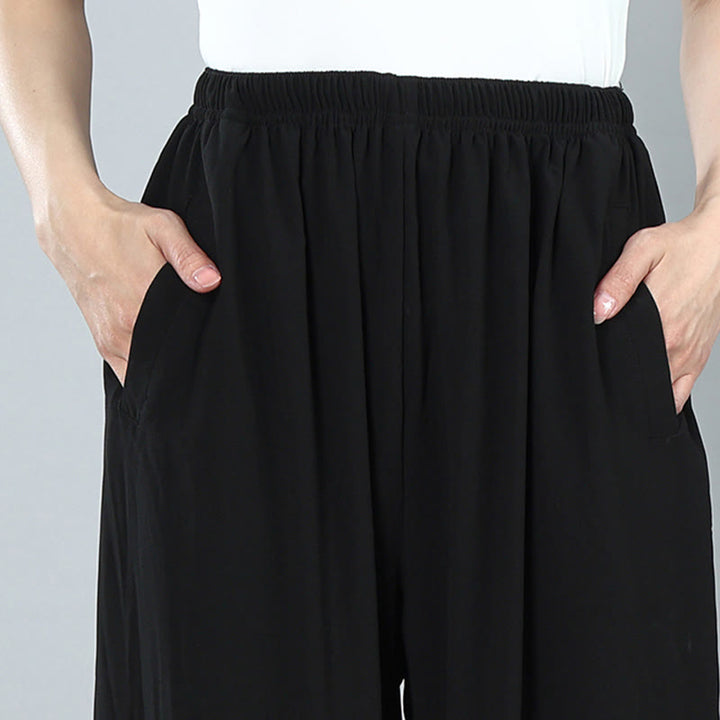 Buddha Stones da allenamento in cotone traspirante con tasche, unisex, elastici in vita, per Tai Chi, Kung Fu e Qigong - image 7