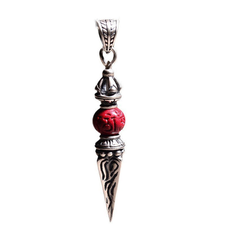 Buddha Stones Cinnabar Sanscrito Dorje Vajra Modello Benedizione Collana Pendente