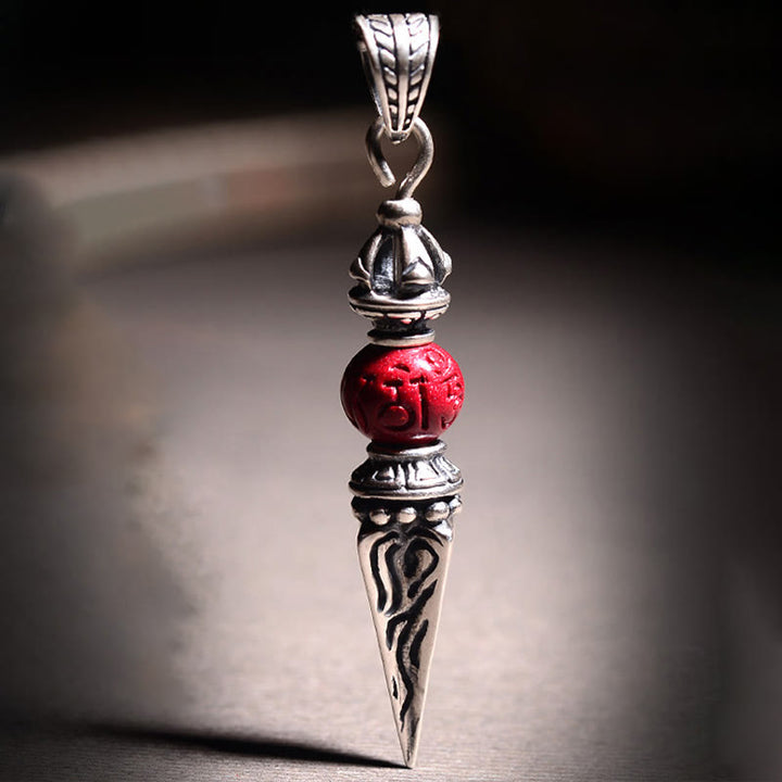 Buddha Stones Cinnabar Sanscrito Dorje Vajra Modello Benedizione Collana Pendente