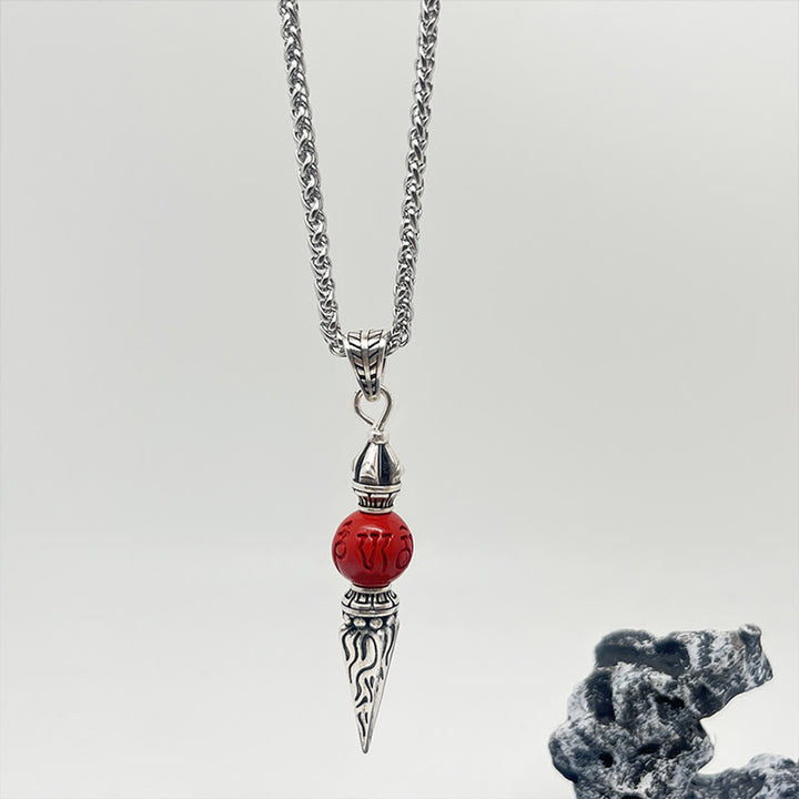 Buddha Stones Cinnabar Sanscrito Dorje Vajra Modello Benedizione Collana Pendente