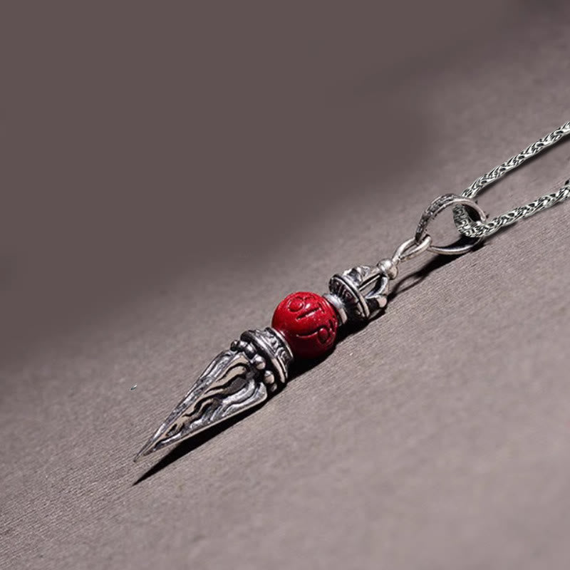 Buddha Stones Cinnabar Sanscrito Dorje Vajra Modello Benedizione Collana Pendente