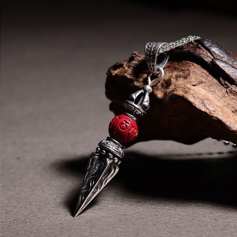 Buddha Stones Cinnabar Sanscrito Dorje Vajra Modello Benedizione Collana Pendente