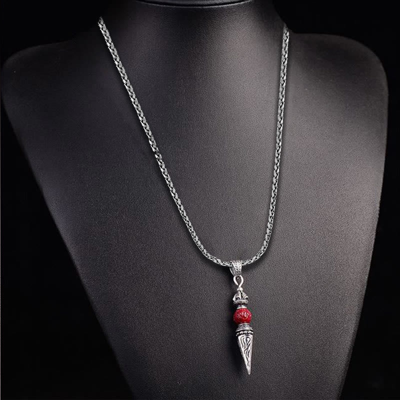 Buddha Stones Cinnabar Sanscrito Dorje Vajra Modello Benedizione Collana Pendente