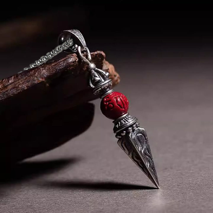 Buddha Stones Cinnabar Sanscrito Dorje Vajra Modello Benedizione Collana Pendente