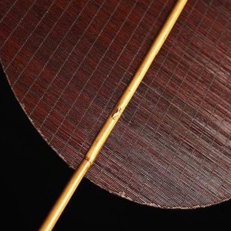 Ventaglio a forma di banana ovale rotondo intrecciato in bambù fatto a mano in stile cinese , con manico lungo
