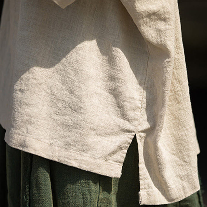 Buddha Stones Maglietta casual a mezza manica in lino e cotone ramiè - image 28