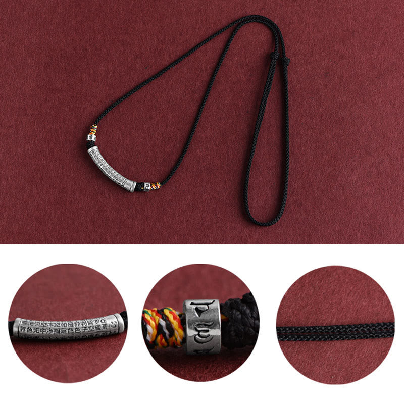 Collana con ciondolo in argento sterling 999 con sei vere parole del sutra del cuore e cordino Buddha Stones - image 9