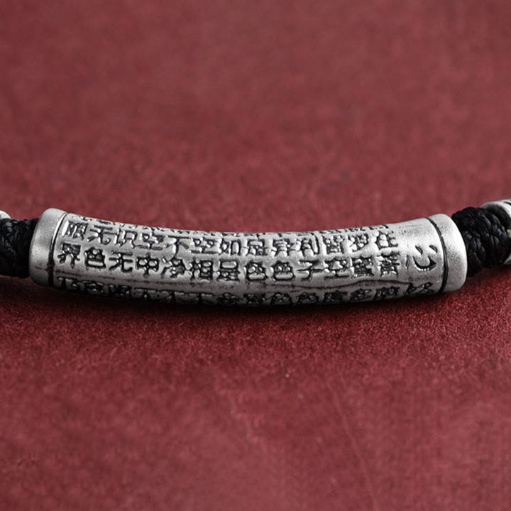 Collana con ciondolo in argento sterling 999 con sei vere parole del sutra del cuore e cordino Buddha Stones - image 4