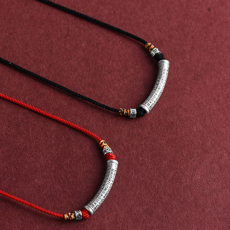 Collana con ciondolo in argento sterling 999 con sei vere parole del sutra del cuore e cordino Buddha Stones - image 16