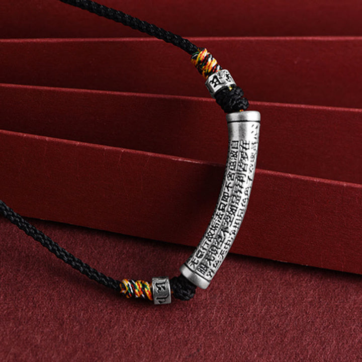 Collana con ciondolo in argento sterling 999 con sei vere parole del sutra del cuore e cordino Buddha Stones - image 2