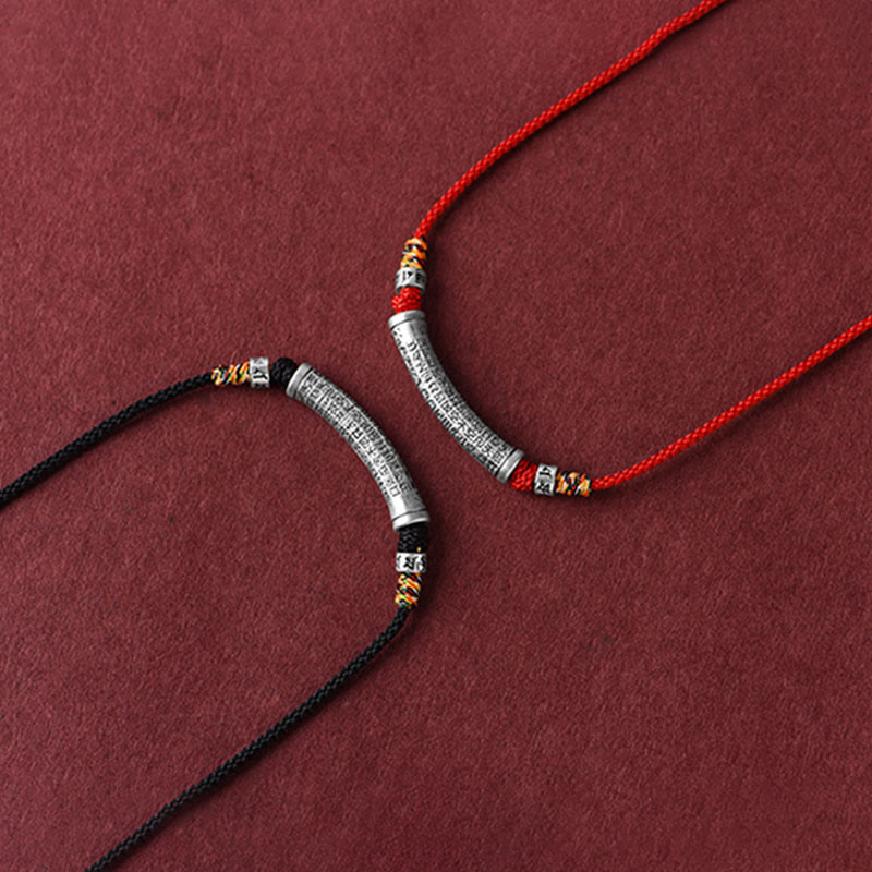 Collana con ciondolo in argento sterling 999 con sei vere parole del sutra del cuore e cordino Buddha Stones - image 14