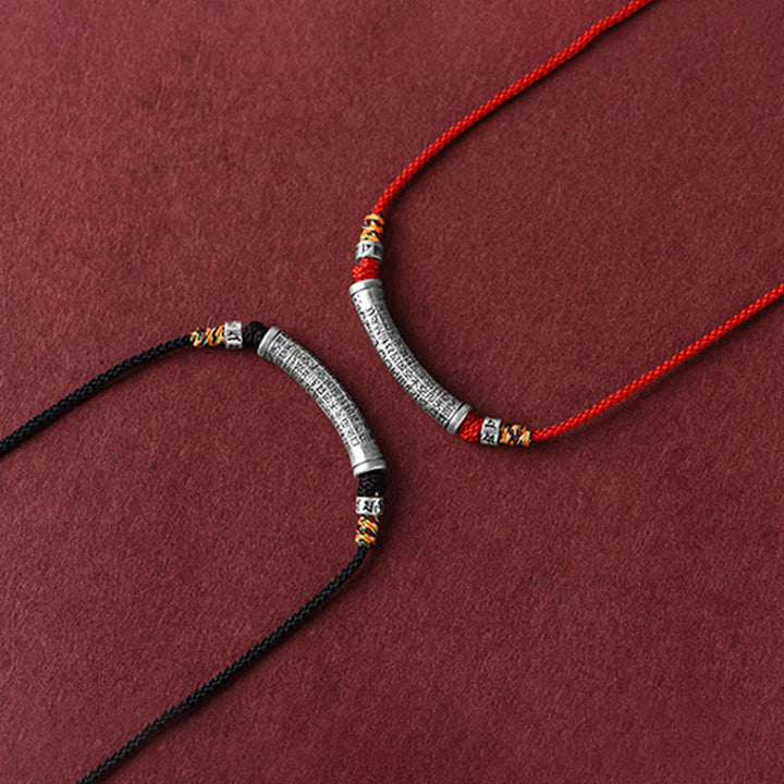 Collana con ciondolo in argento sterling 999 con sei vere parole del sutra del cuore e cordino Buddha Stones - image 14