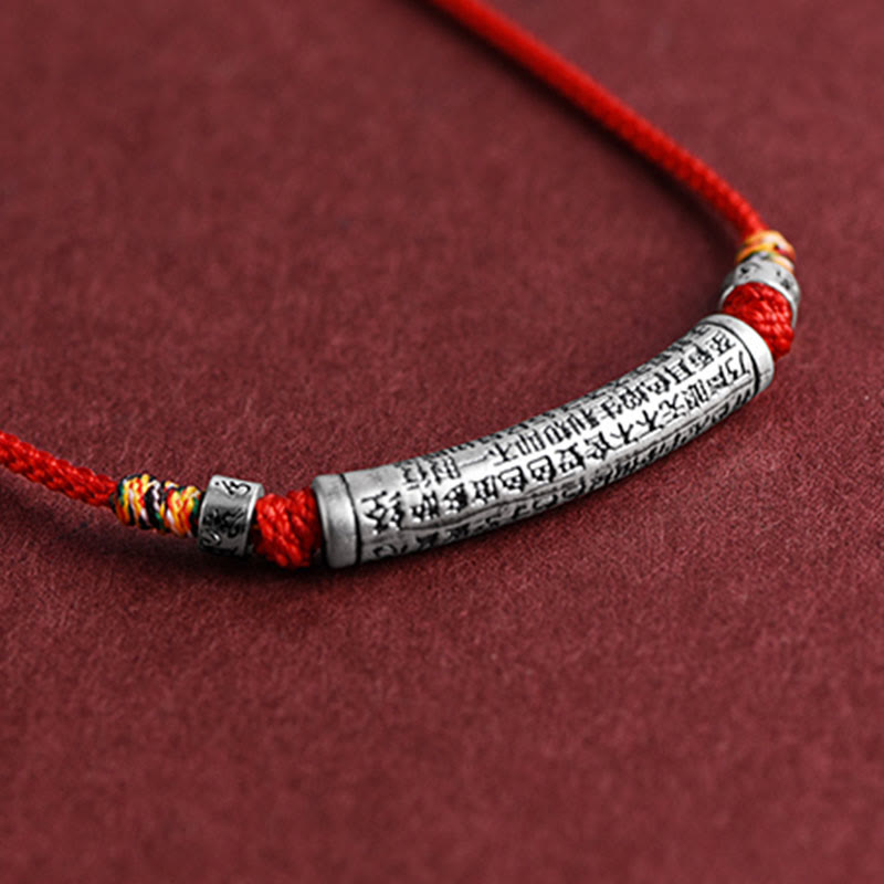 Collana con ciondolo in argento sterling 999 con sei vere parole del sutra del cuore e cordino Buddha Stones - image 13