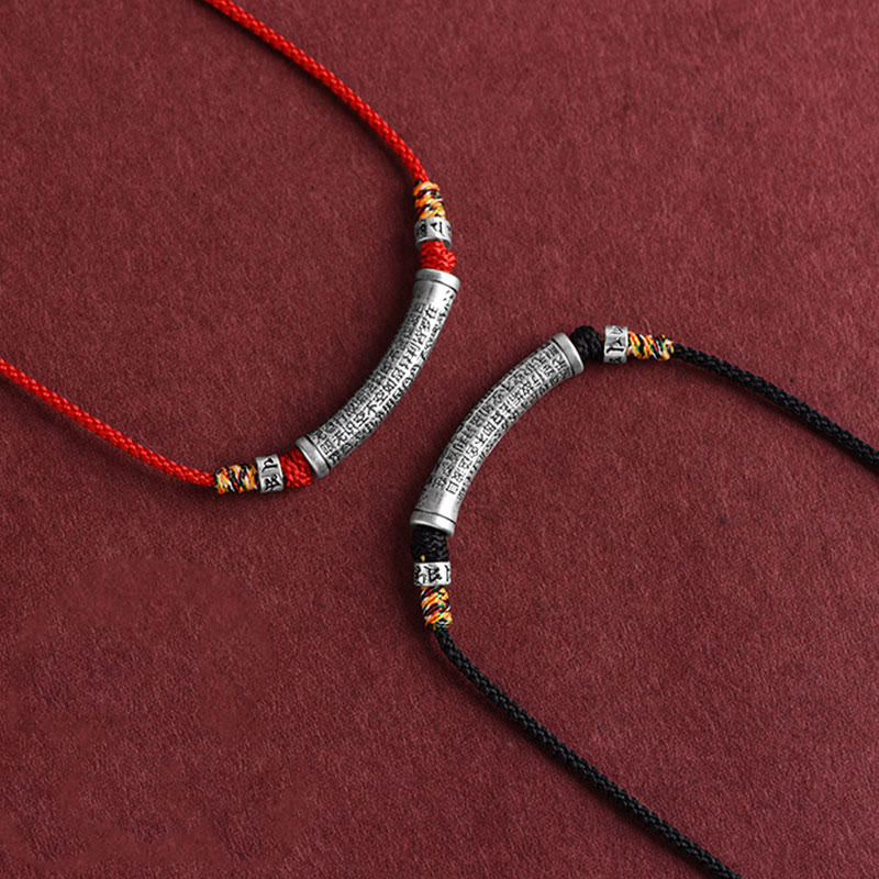 Collana con ciondolo in argento sterling 999 con sei vere parole del sutra del cuore e cordino Buddha Stones - image 17