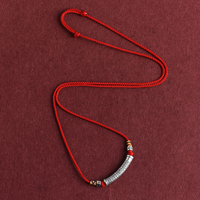 Collana con ciondolo in argento sterling 999 con sei vere parole del sutra del cuore e cordino Buddha Stones - image 13