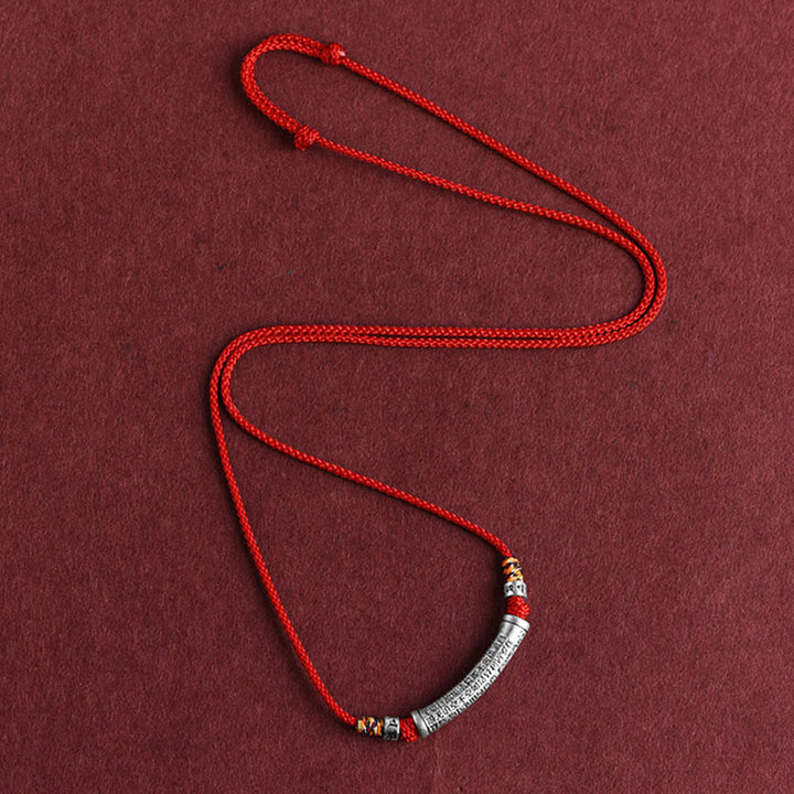 Collana con ciondolo in argento sterling 999 con sei vere parole del sutra del cuore e cordino Buddha Stones - image 13