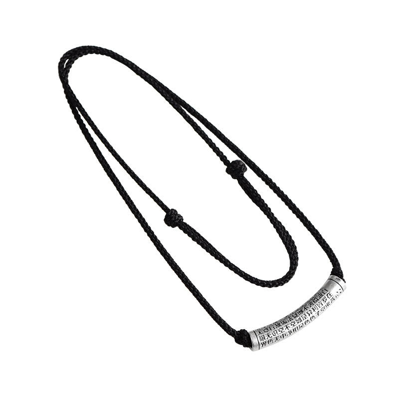 Collana con ciondolo in argento sterling 999 con sei vere parole del sutra del cuore e cordino Buddha Stones - image 25