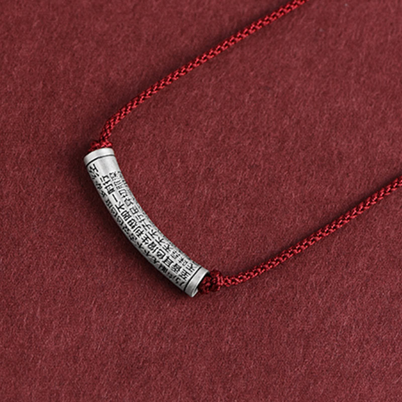 Collana con ciondolo in argento sterling 999 con sei vere parole del sutra del cuore e cordino Buddha Stones - Vino rosso (Sutra del cuore) - image 25