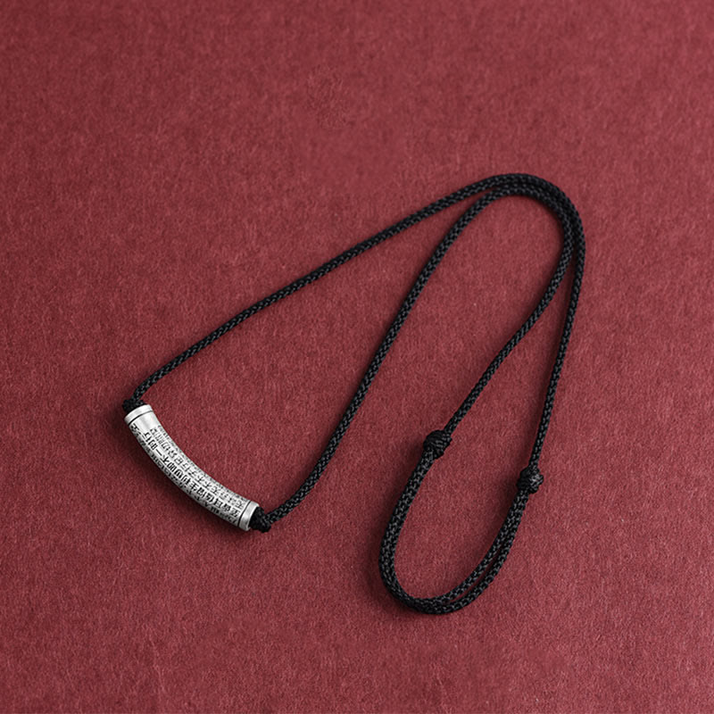 Collana con ciondolo in argento sterling 999 con sei vere parole del sutra del cuore e cordino Buddha Stones - image 19