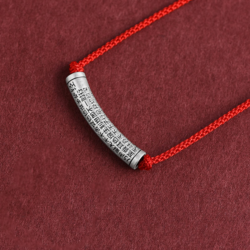 Collana con ciondolo in argento sterling 999 con sei vere parole del sutra del cuore e cordino Buddha Stones - Rosso (Sutra del Cuore) - image 27