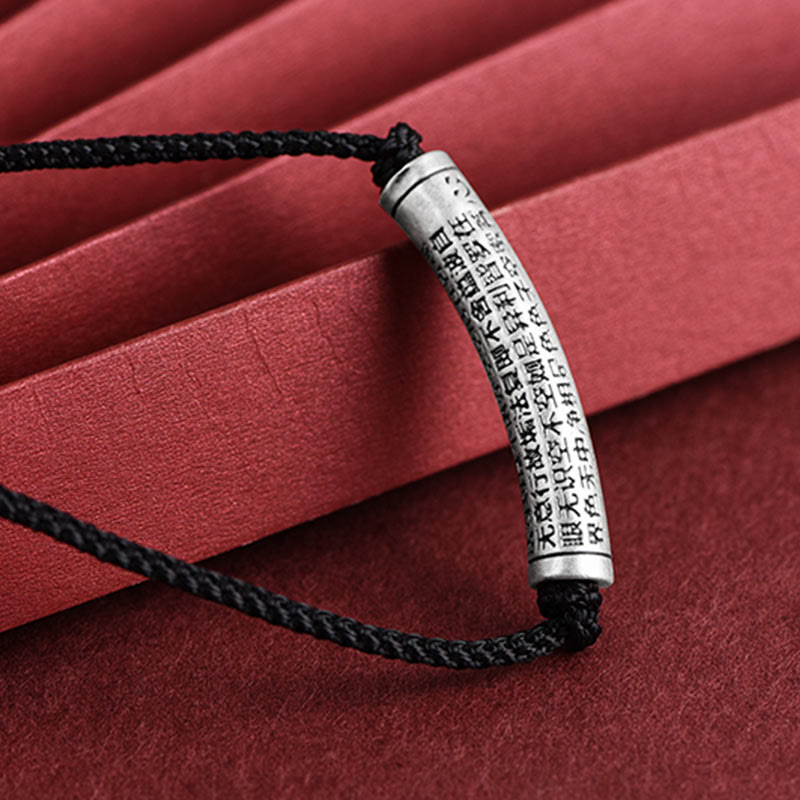 Collana con ciondolo in argento sterling 999 con sei vere parole del sutra del cuore e cordino Buddha Stones - image 18