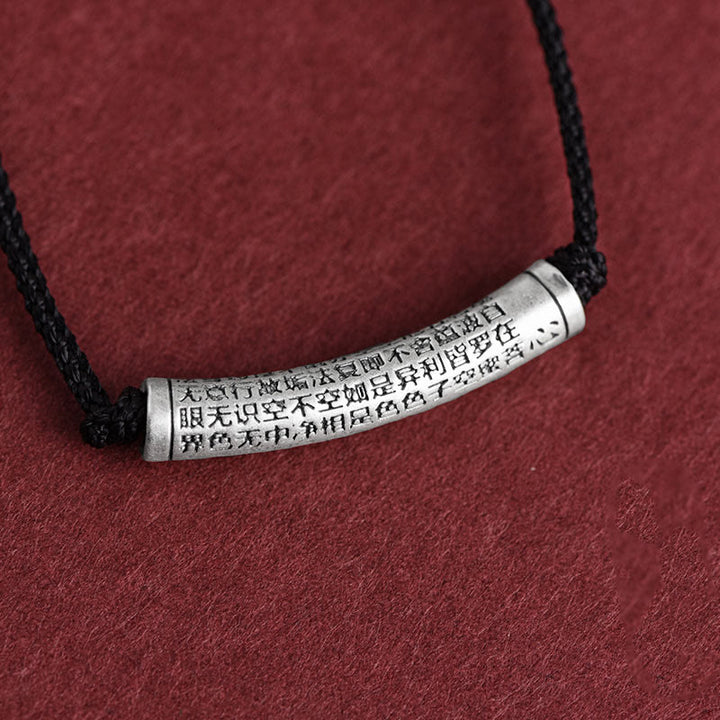 Collana con ciondolo in argento sterling 999 con sei vere parole del sutra del cuore e cordino Buddha Stones - image 23