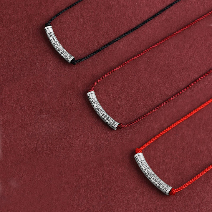 Collana con ciondolo in argento sterling 999 con sei vere parole del sutra del cuore e cordino Buddha Stones - image 28