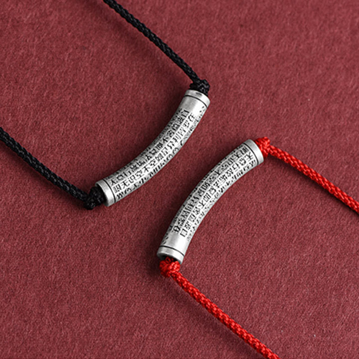 Collana con ciondolo in argento sterling 999 con sei vere parole del sutra del cuore e cordino Buddha Stones - image 28