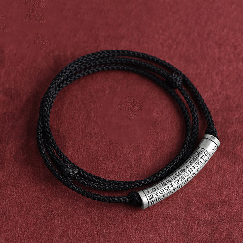 Collana con ciondolo in argento sterling 999 con sei vere parole del sutra del cuore e cordino Buddha Stones - image 21