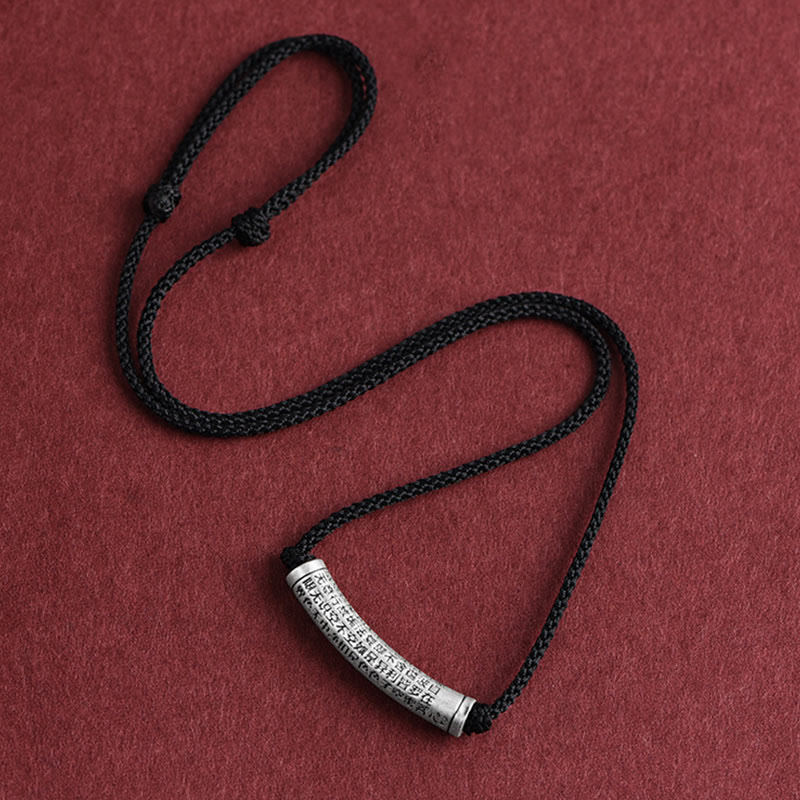 Collana con ciondolo in argento sterling 999 con sei vere parole del sutra del cuore e cordino Buddha Stones - image 20