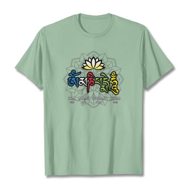 T-shirt con maglietta Buddha Stones Om Mani Padme Hum Lotus - Verde pallido - 2XL - image 17