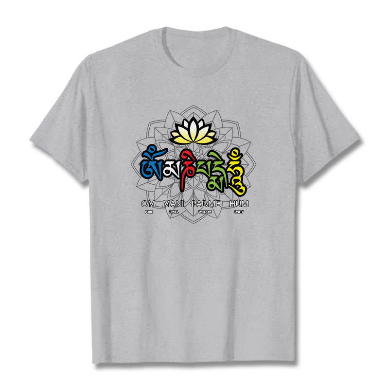 T-shirt con maglietta Buddha Stones Om Mani Padme Hum Lotus - Grigio chiaro - 2XL - image 28