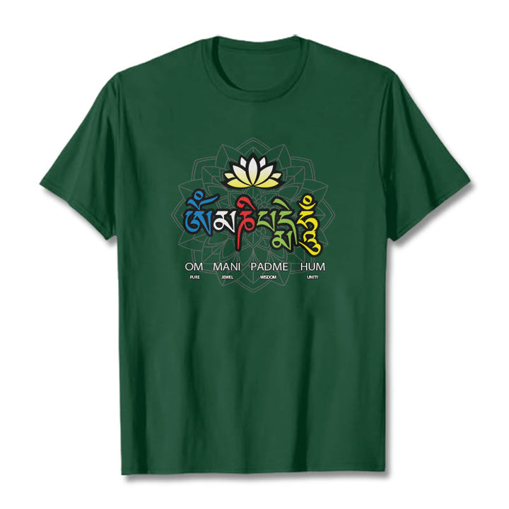 T-shirt con maglietta Buddha Stones Om Mani Padme Hum Lotus - Verde foresta - 2XL - image 5