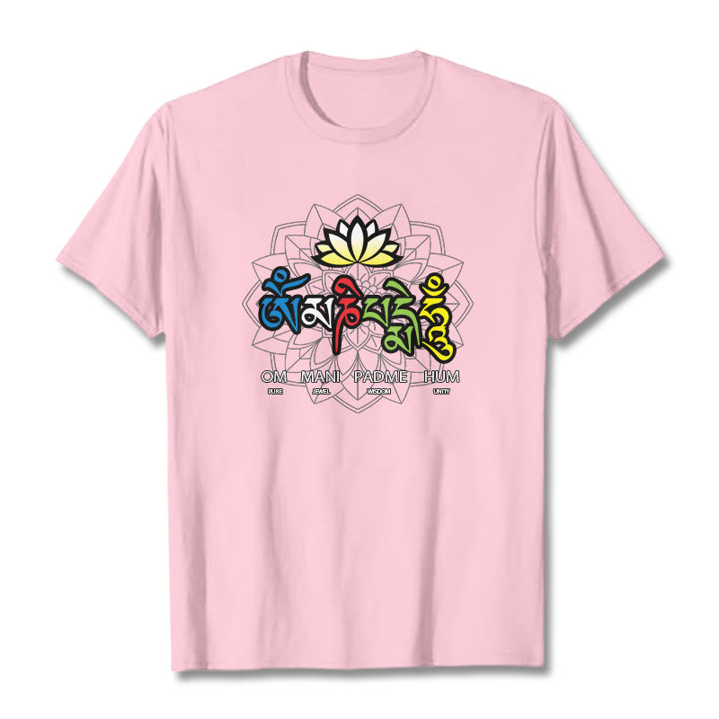 T-shirt con maglietta Buddha Stones Om Mani Padme Hum Lotus - Rosa chiaro - 2XL - image 19